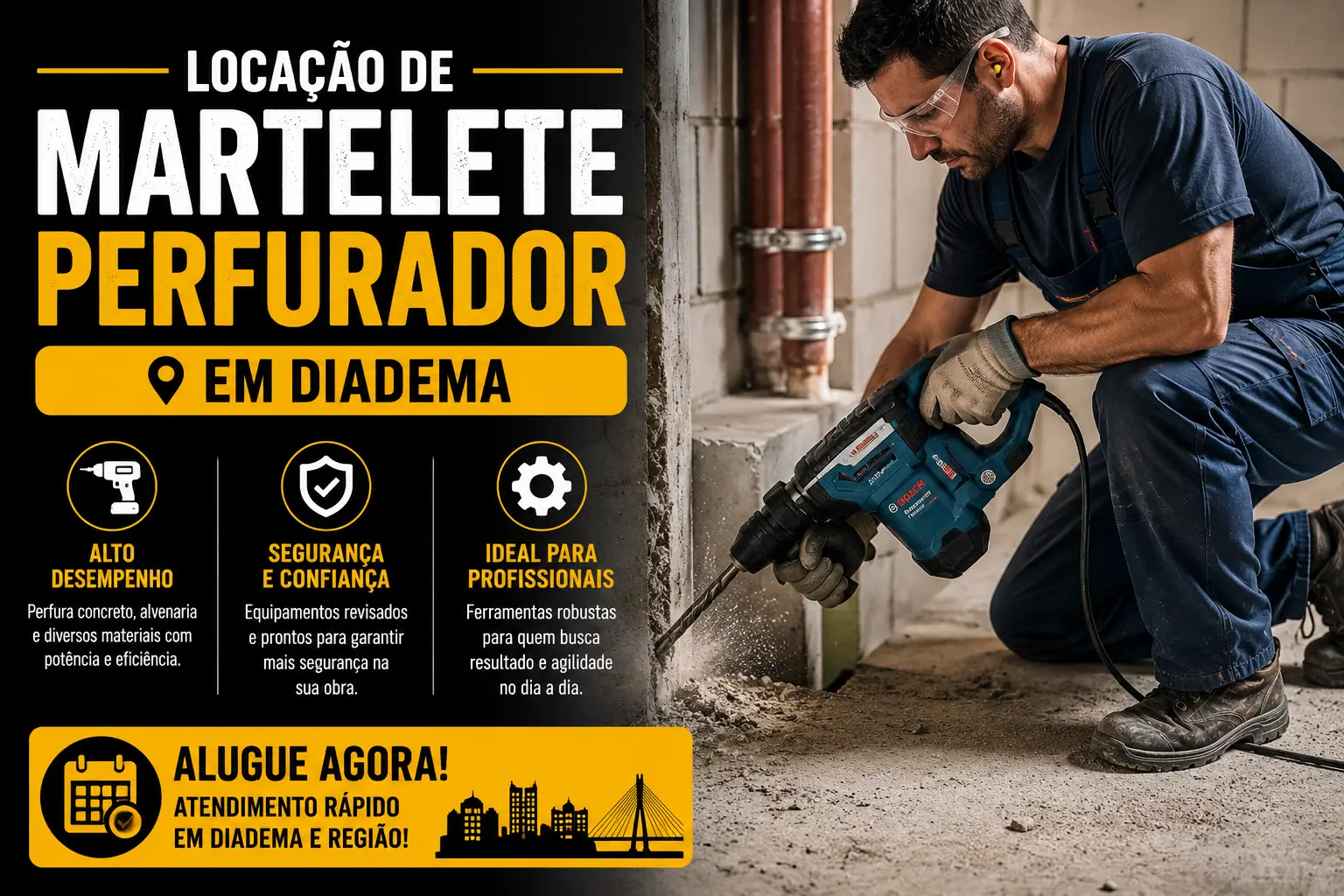 locação de martelete perfurador em Diadema